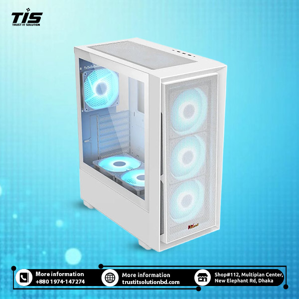 PC Power Crystal Mesh V3 Mid Tower Gaming Desktop Casing